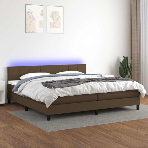  box spring s madracem LED tamnosmeđi 200x200 cm tkanina Cene