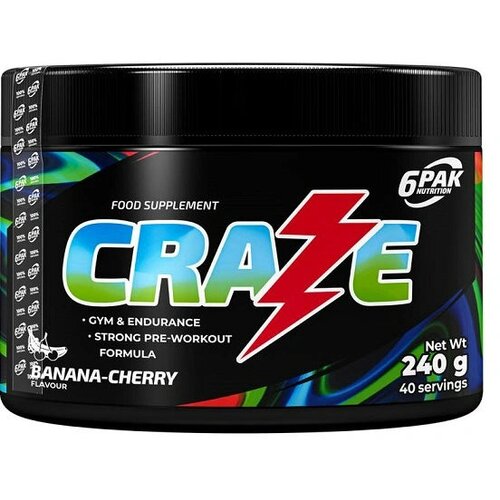 6PAK CRAZE Pre-Workout bez kreatina - Energija i fokus 240g Cene
