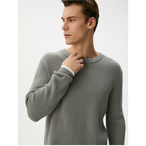 Koton Basic Knitwear Sweater with Fabric Detail Crew Neck Cene