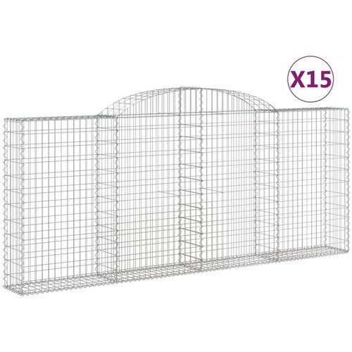  Lučne gabionske ko&amp;scaron;are 15kom 300x30x120/140cm pocinčano željezo Slike