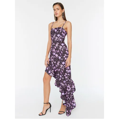 Trendyol Purple Floral Dress with Ruffle - Women