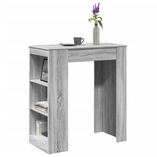 VidaXL Barska miza s policami siva sonoma 95x47x103,5 cm inž. les Slike
