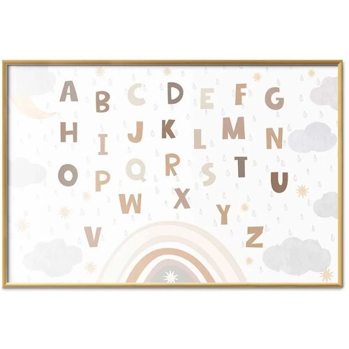  Plakat - Letters in Muted Colors 30x21 Zlatni okvir Slike