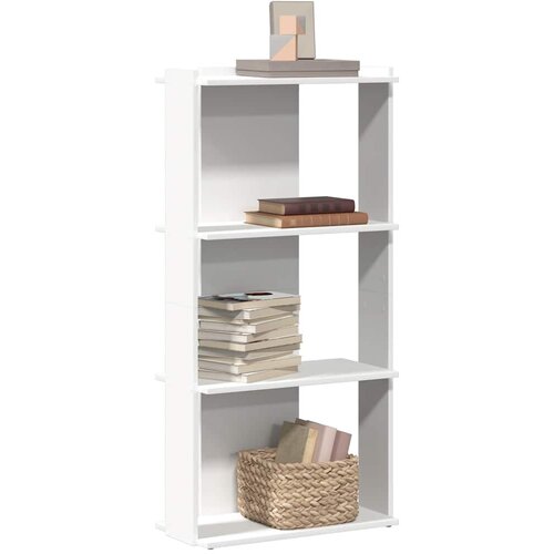 VidaXL Knjižna omara 3-nadstropna bela 60x30x120 cm inž. les Slike