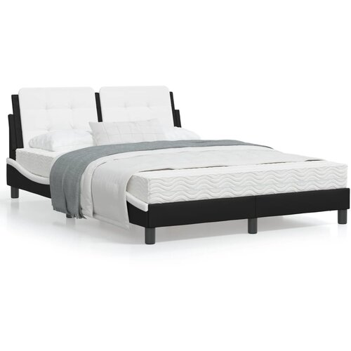 vidaXL Okvir kreveta LED crno-bijeli 140 x 190 cm od umjetne kože Cene