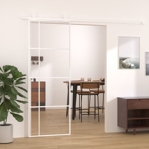 Furnova Drsna vrata ESG steklo in aluminij 76x205 cm bela, (21945044) Cene