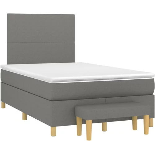 vidaXL Box spring postelja z vzmetnico temno siva 120x190 cm blago, (21111340)