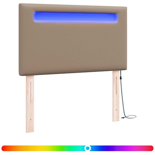  LED glava kreveta Boja cappuccina 100 cm Lažna koža Slike