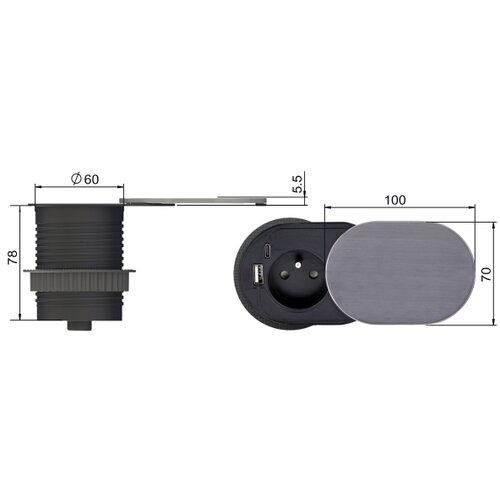 Solight PP124C-PD20 - Ugradna utičnica 1Z + USB A+C Slike
