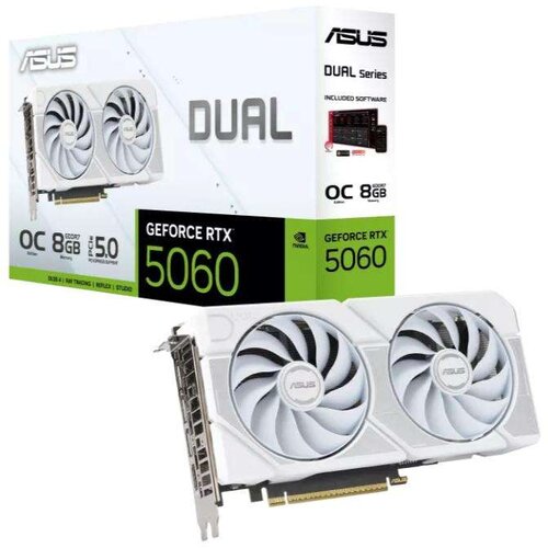 Asus dual rtx 5060 nvd/ 8GB/ GDDR7/ 128bit/ bela graficka karta DUAL-RTX5060-O8G-WHI Slike