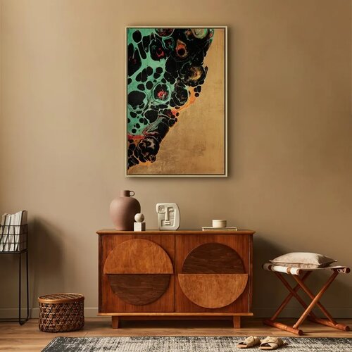  Slika - Composition of Micro Shapes (1-part) - Abstract Forms of Colors 40x60 U prirodnom drvenom okviru Slike