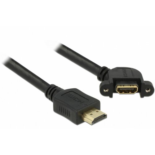Delock hdmi-hdmi podalj&scaron;ek z mrežno povezavo 0,5m črn vgradni kotni 110&deg; 85467 Cene