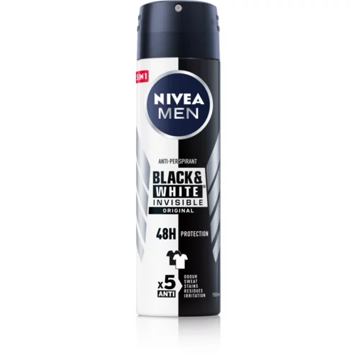 Nivea Men Invisible For Black & White Ultimate Impact 48h antiperspirant, ki ne pušča belih sledi 150 ml za moške