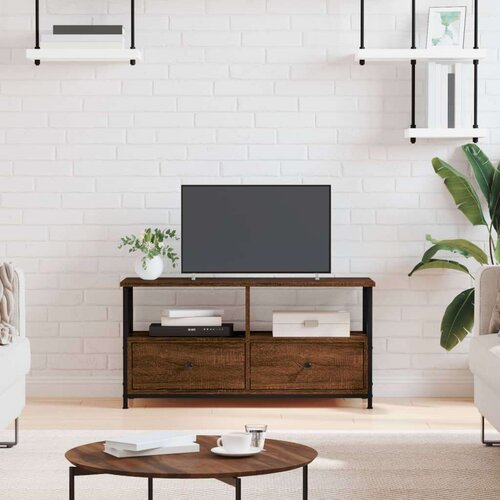 TV ormarić boja smeđeg hrasta 90 x 33 x 45 cm od drva i željeza Cijene
