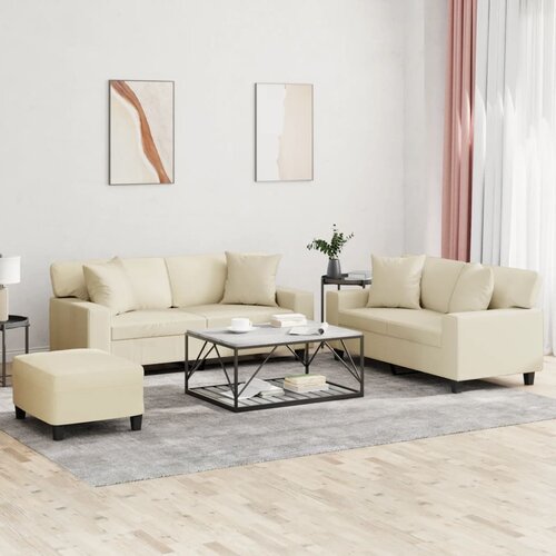  3-dijelni set sofa s jastucima krem od umjetne kože Cijene