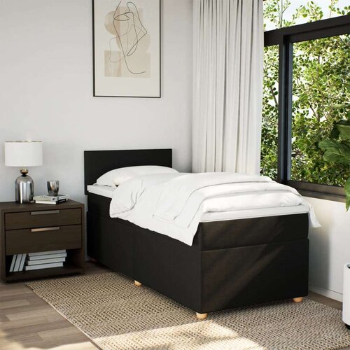 VidaXL Box spring krevet s madracem crni 80 x 200 cm od tkanine Slike