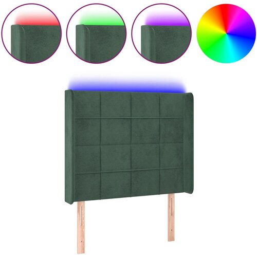 Maison Chic LED Posteljno vzglavje - Vzglavna omarica - Nočna omarica temno zeleno 83x16x118/128 cm žamet, (21713130) Cene