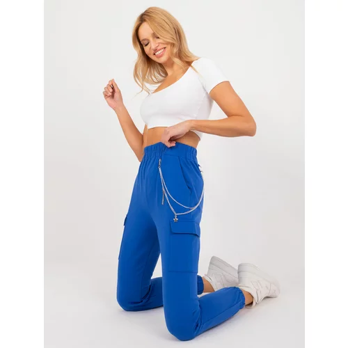 Fashion Hunters Cobalt blue sweatpants with an elastic waistband