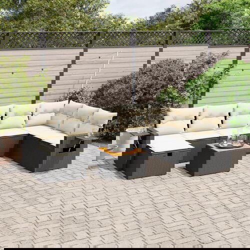 vidaXL 9-dijelni set vrtnih sofa s jastucima crni od poliratana Cijene