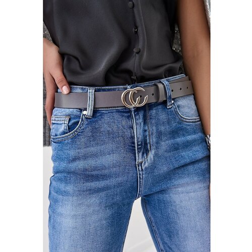 Fasardi Leather belt with a graphite silver buckle Slike