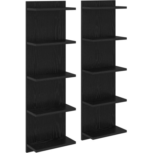 vidaXL Zidna polica 2 kom. Crni hrast 30 x 15 x 100 cm - Crni hrast 2 30 x 15 x 100 cm (5 etaža) Cene
