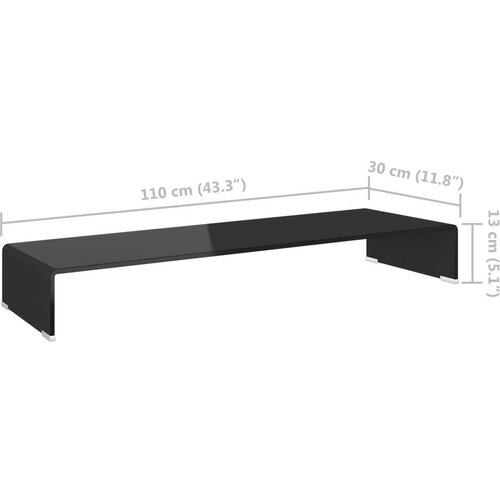 VidaXL Stalak za TV /Monitor Prozirno Staklo Crni 110x30x13 cm Slike
