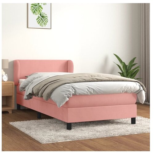 vidaXL Box spring postelja z vzmetnico roza 90x190 cm žamet Cene