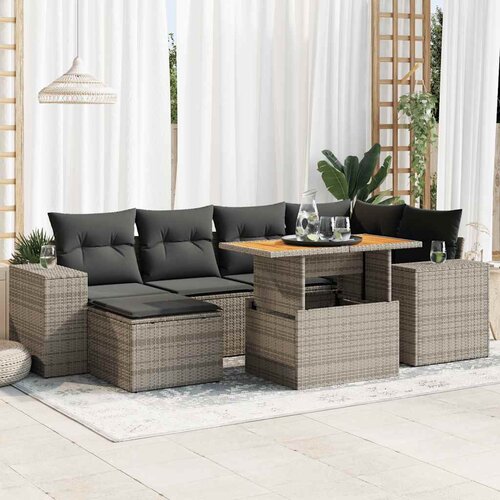 vidaXL 7-dijelni set vrtnih sofa sivi od poliratana Cijene