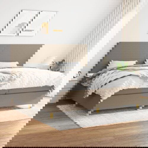The Living Store Box spring postelja z vzmetnico taupe 200x200 cm blago - Box Spring Postelja, (21512408) Cene