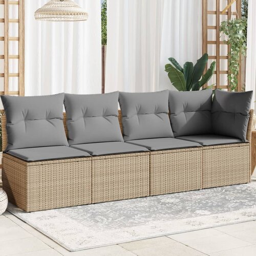  The living store vrtni kavč z blazinami 4-sedežni bež poli ratan - vrtni kavč, (21444001) Slike