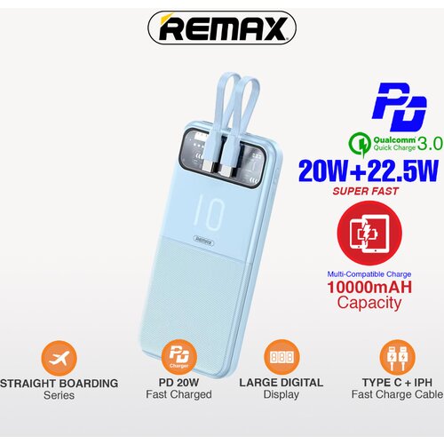 Remax Power bank prenosiva baterija Stervui Series RPP-619 PD 20W+ QC 22.5W 10000mAh plavi Cene