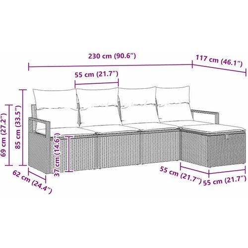  Set sofe s jastukom s pohranom 5 pcs Bež i krema poliratan Slike