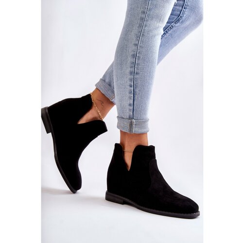 Kesi Suede Boots With Cut-outs On A Flat Heel Black Henriette Slike