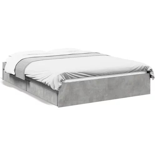 vidaXL Okvir kreveta s ladicama siva boja betona 120x200 cm drveni