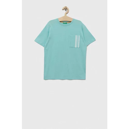 United Colors Of Benetton Otroška bombažna kratka majica turkizna barva