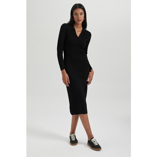 Defacto fitted Polo Neck Ribbed Long Sleeve Dress Slike