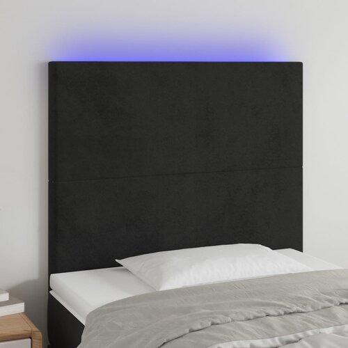 vidaXL LED posteljno vzglavje črno 80x5x118/128 cm žamet Cene