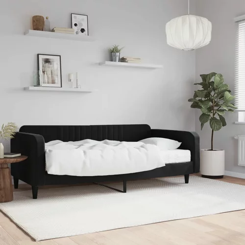 vidaXL Dnevna postelja z vzmetnico črna 100x200 cm žamet