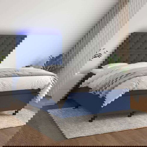 Box spring postelja z vzmetnico LED modra 120x200 cm blago, (20896253) Slike