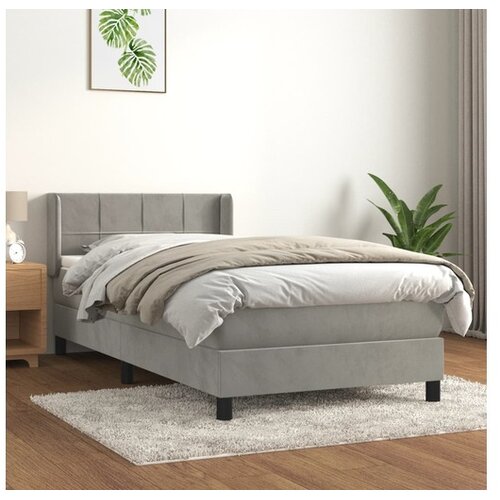  Box spring postelja z vzmetnico svetlo siva 100x200 cm žamet Cene