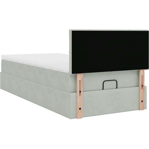 VidaXL Okvir kreveta s madraca svijetlosivi 90x190cm bar&amp;scaron;unasti Slike