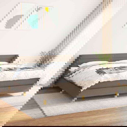 Box spring postelja z vzmetnico taupe 180x200 cm blago, (20896423) Cene