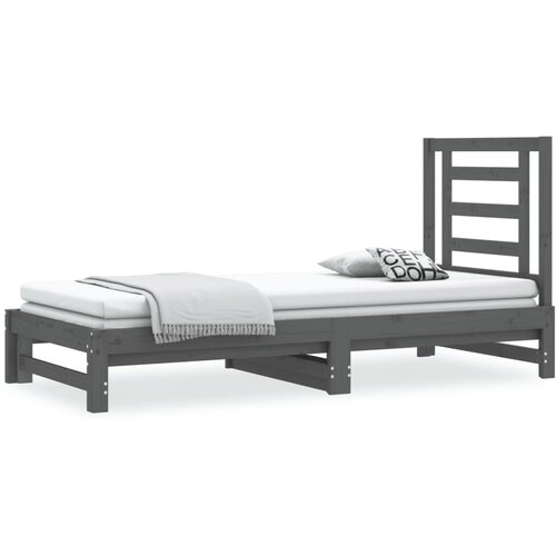 VidaXL Izvlečna dnevna postelja siva 2x(90x200) cm trdna borovina, (21073733) Slike