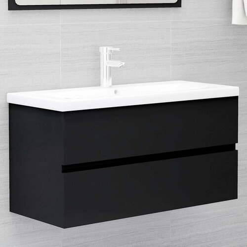 Ormarić za umivaonik crni 90 x 38,5 x 45 cm konstruirano drvo Cene