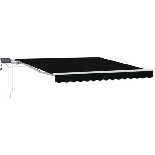 vidaXL Ročna Retraktibilna Tenda z LED Črna 300x250 cm, Tenda zamenjava tkanine za 3x2.5 m okvir Črna Cene