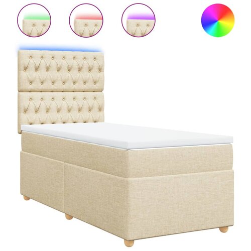 vidaXL Box spring postelja z vzmetnico krem 90x190 cm blago, (21291613) Cene