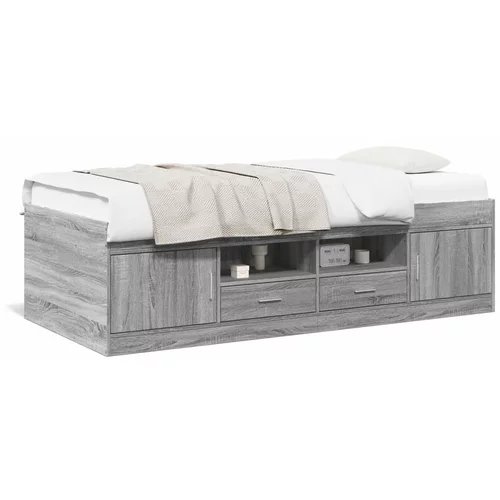  Dnevni krevet s ladicama siva boja hrasta 100 x 200 cm drveni