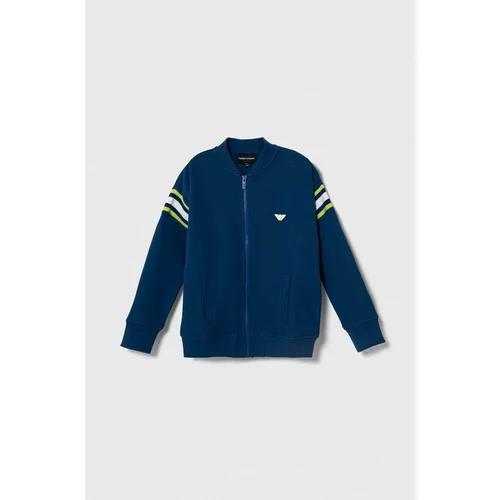 Emporio Armani Otroški bombažen pulover mornarsko modra barva