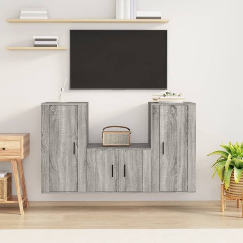 The Living Store Komplet TV omaric 3-delni siva sonoma inženirski les - Komplet TV Omaric, (21373986) Cene