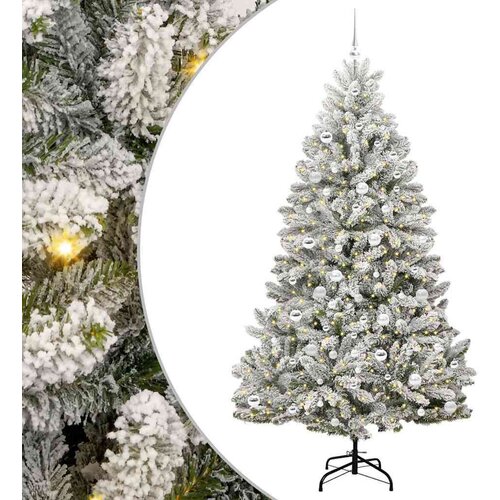 VidaXL Umjetno božićno drvce Zelena i bijela 210 cm PVC i metal Slike